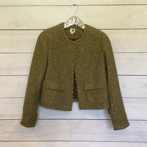 A New Day green gold white tweed blazer 12
